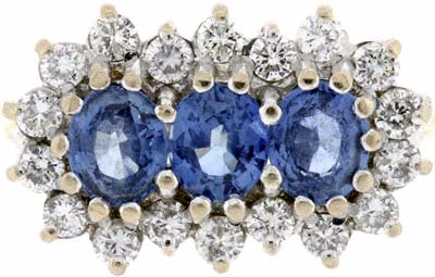 Second Hand Diamond and Sapphire Cluster