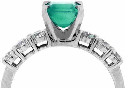 Second Hand Emerald and Diamond Ring in 18ct White Gold