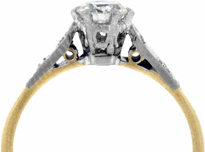 Modern Brilliant Cut Solitaire with Diamonds in the Shoulders in 18ct Yellow Gold
