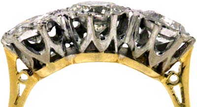 Second Hand Modern Brilliant Cut Three Stone Diamond Ring in 18ct Yellow Gold