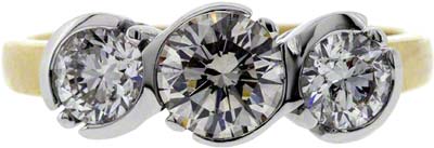 Modern Brilliant Cut Three Stone Diamond Ring in 18ct Yellow Gold