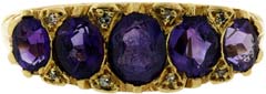 Amethyst and Diamond Five Stone Ring