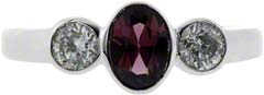 Garnet & Diamond Three Stone Ring