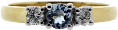 Aqua & Diamond Three Stone Ring