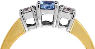 Aqua & Diamond Three Stone Ring