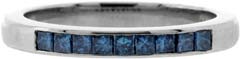 Enhanced Blue Diamond Half Eternity Ring Channel Set with Princess Cut Diamonds