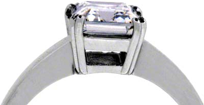 Rim Set Solitaire in 18ct White Gold Square Section Shank