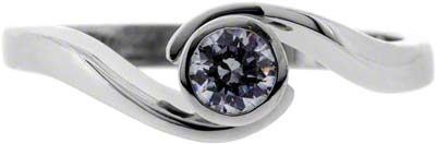 Rim Set Crossover Cubic Zirconia Solitaire in 18ct White Gold