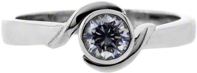 Rim Set Crossover Cubic Zirconia Solitaire in 18ct White Gold