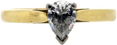 Second Hand Diamond Pear Shaped Solitaire in 18ct Yellow Gold