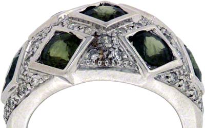 Green Sapphire and Diamond Dress Ring in 9ct White Gold