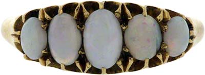 Second Hand Opal & Diamond Five Stone Ring