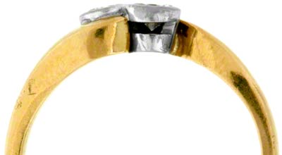 Second Hand Rim Set Two Stone Crossover in 18ct Yellow Gold