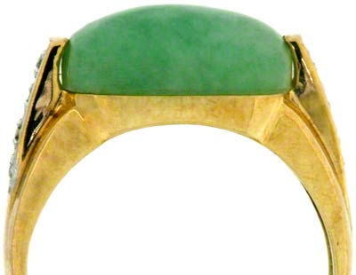 Jade & Diamond Dress Ring in 9ct Yellow Gold