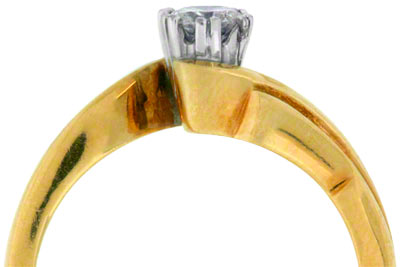 Modern Brilliant Cut Crossover Solitaire in 18ct Yellow Gold