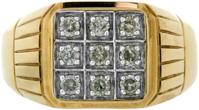 Second Hand Square Set Diamond Cluster 