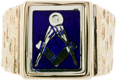 Blue Enamel Masonic Ring