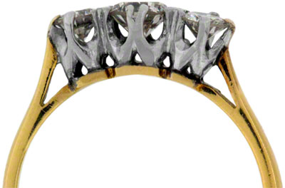 Claw Set Three Stone Diamond Ring in 18ct Yellow Gold