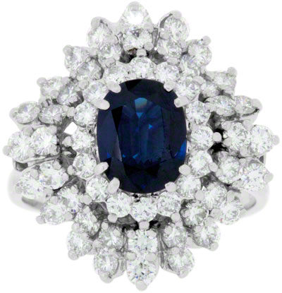 Second Hand Diamond and Sapphire Cluster