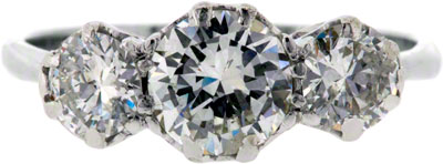 Graduated Three Stone Diamond Ring in Platinum