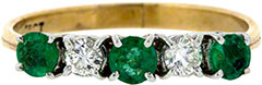Second Hand Emerald and Diamond Five Stone Ring
