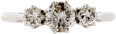 Graduated Three Stone Diamond Ring in Platinum