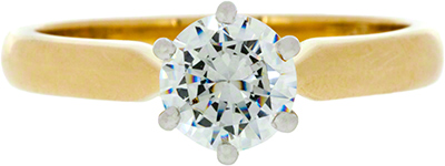 Cubic Zirconia Rim Set Solitaire in 18ct White and Yellow Gold