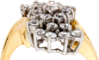 Fancy Swirl CZ Cluster Ring in 18 Carat Gold 
