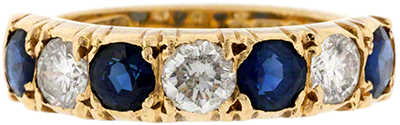 Second Hand Sapphire and Diamond Eternity Ring in 9ct Yellow Gold