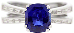 Oval Sapphire with Diamond Set Band 