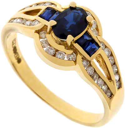 Fancy Sapphire and Diamond Ring