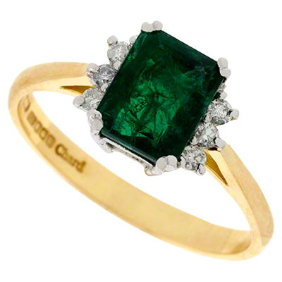 Second Hand Emerald & Diamond Cluster Ring