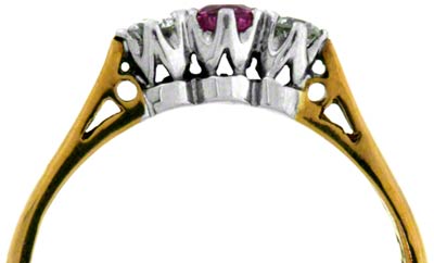 Pink Sapphire & Diamond Three Stone Ring