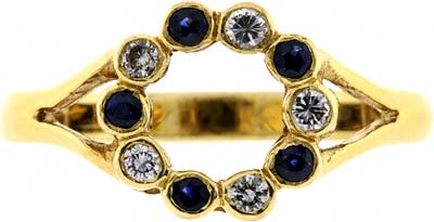 Sapphire & Diamond Circular Cluster Ring