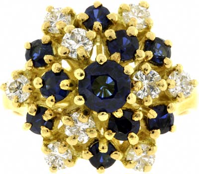 High Set Sapphire & Diamond 'Snowflake' Ring