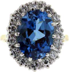 Topaz and Diamond Cluster Ring