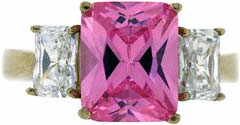 Pink & White Cubic Zirconia Three Stone Ring