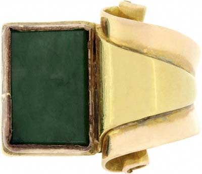 Second Hand Gent's Fancy Jade Signet Ring 