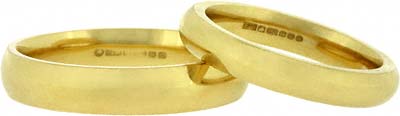 His and Hers 18ct Yellow Gold Court Wedding Bands