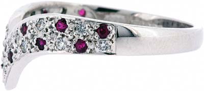 Ruby and Diamond Wishbone Wedding Ring