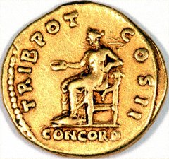 Concord Reverse of Gold Aureas of Aelius
