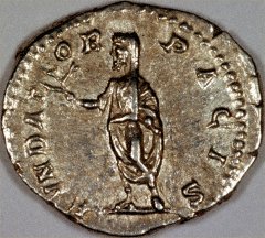 The Emperor Impersonating Pax on Reverse of Septimius Severus Silver Denarius