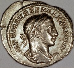 Portrait of Severus Alexander on a Silver Denarius