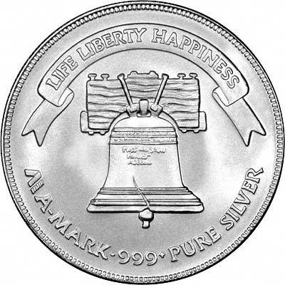Reverse of One Ounce Silver Bullion Round A - Mark