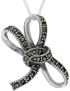 Silver Marcasite Bow 