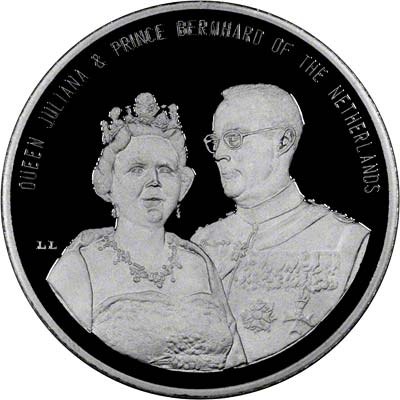 Obverse of Queen Juliana and Prince Bernhard of the Netherlands Silver Medallion