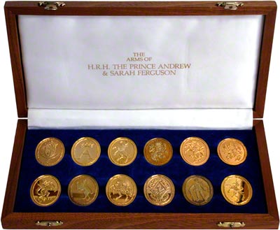 The Arms of H.R.H. The Prince Andrew & Sarah Ferguson Medallions in Presentation Box