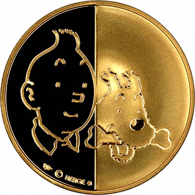 Obverse of The Twelve Adventures of Tintin Gold Medallions