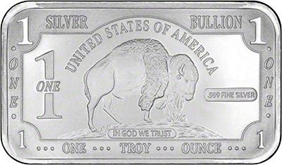 One Ounce Buffalo Silver Bar Reverse