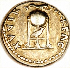 Tripod with Raven & Dolphin on Reverse of Vitellius Denarius